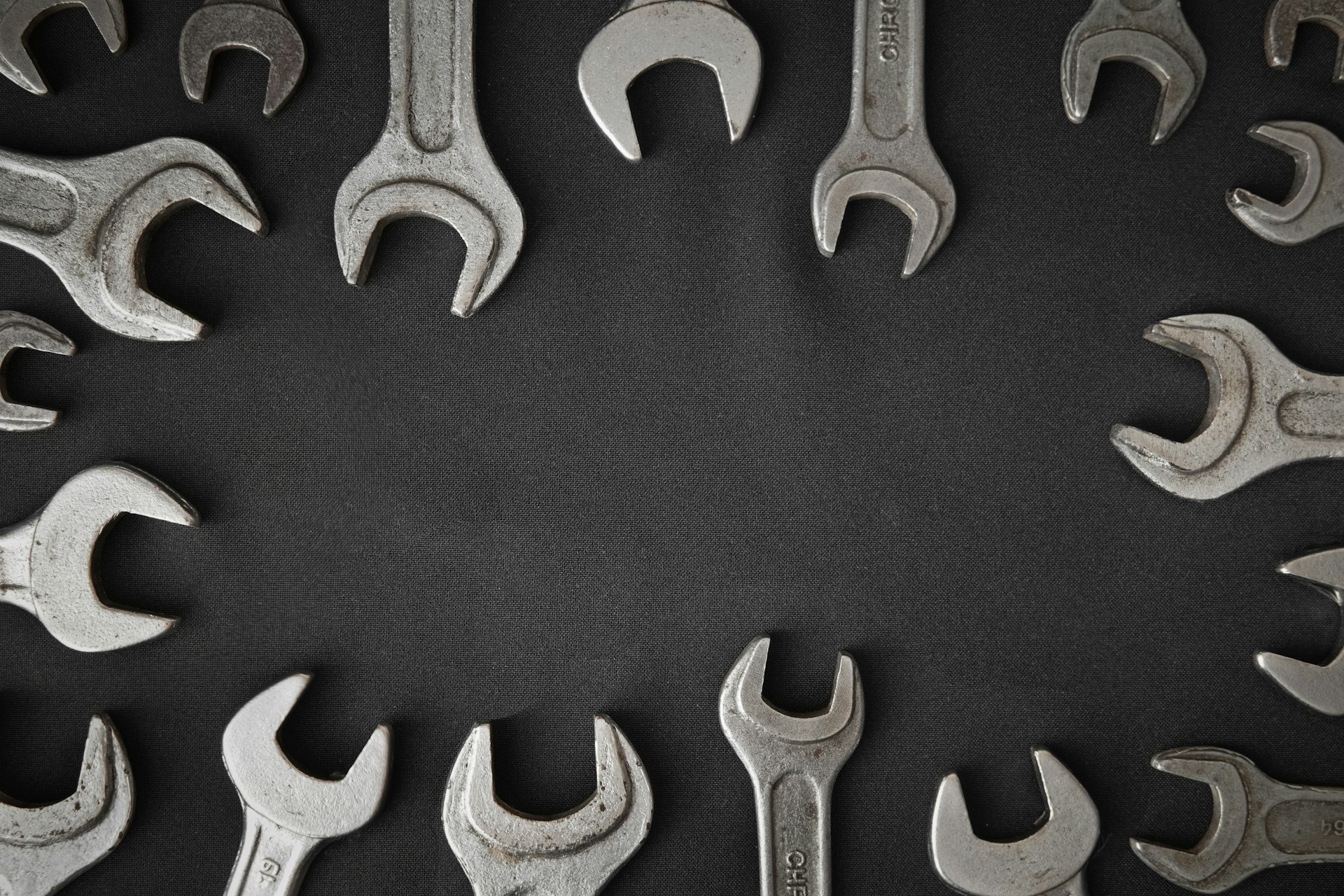 Professional automotive tools arranged for total car care